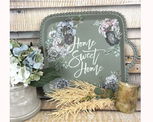 Hand painted vintage metal serving tray, Farmhouse home decor, Custom designed g